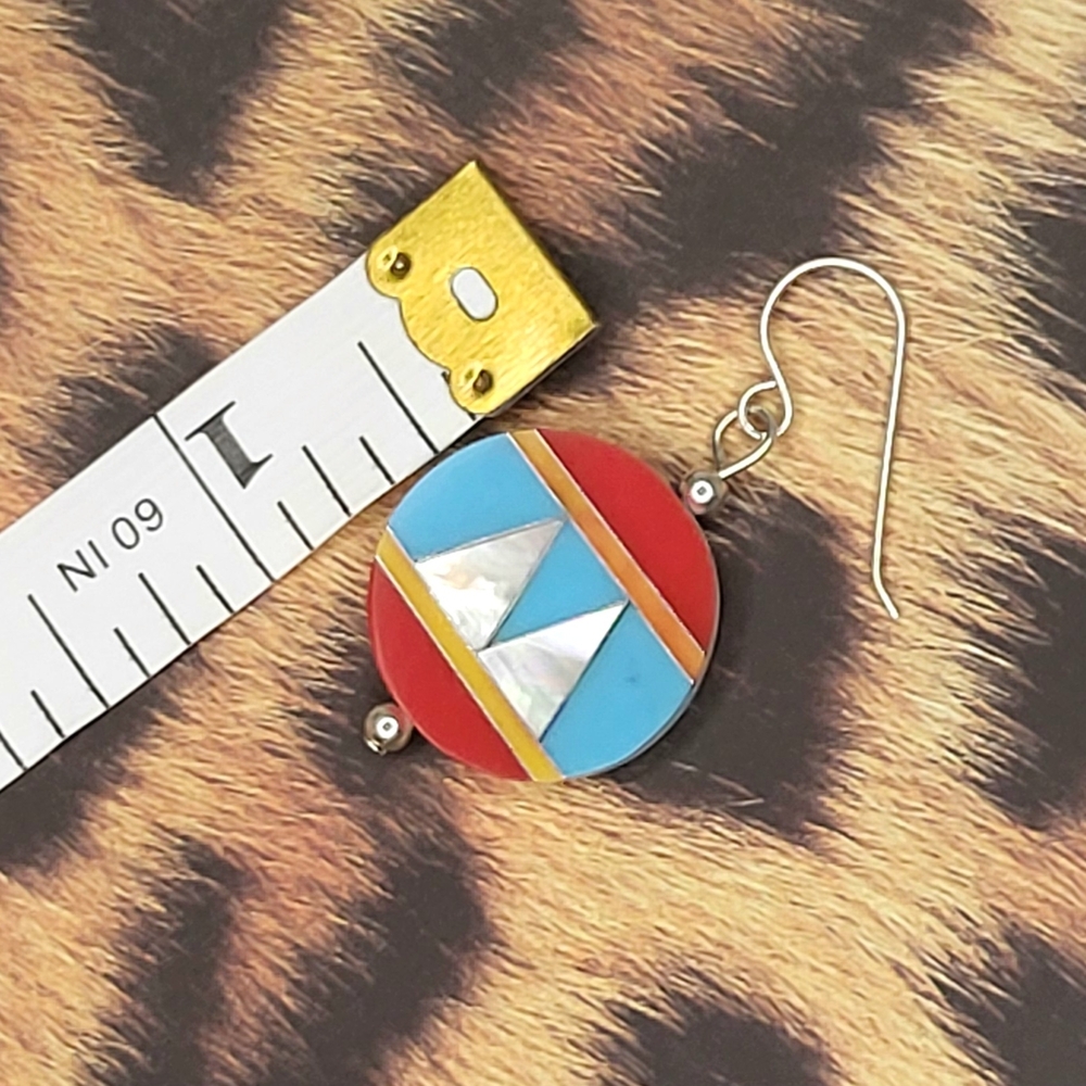 Colorful Geometric Inlay Earrings - Picture 6 of 7